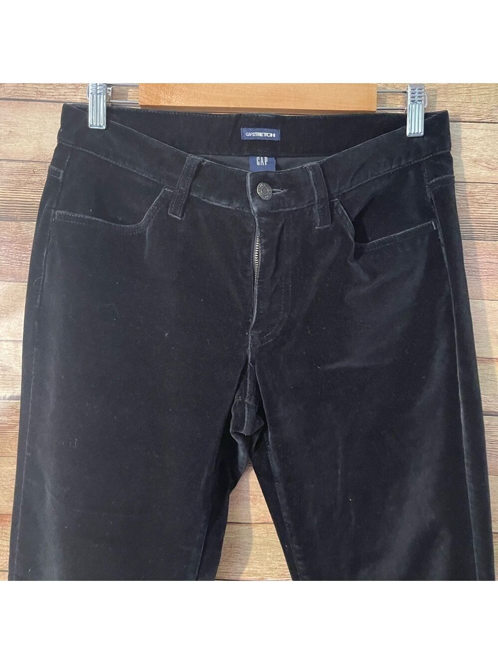 Gap Stretch Women's Flare High Rise Black Velvet Pants Casual Size: 6 - Picture 5 of 7